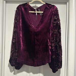 Anthropologie Velvet Blouse, size XL